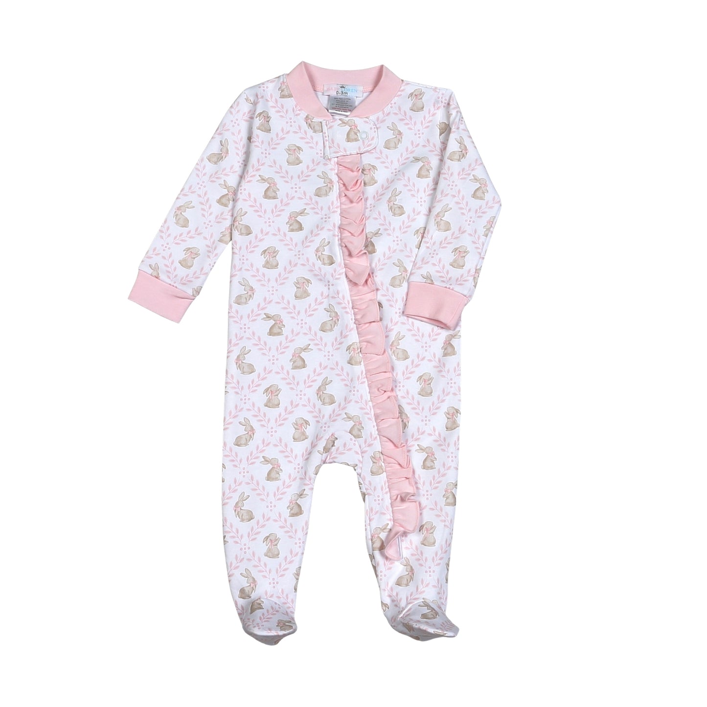 Pink Easter Bunnies Pima Zipper Footie