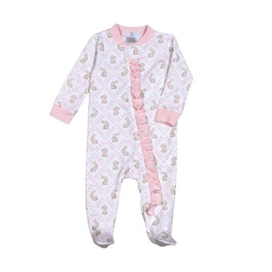 Pink Easter Bunnies Pima Zipper Footie