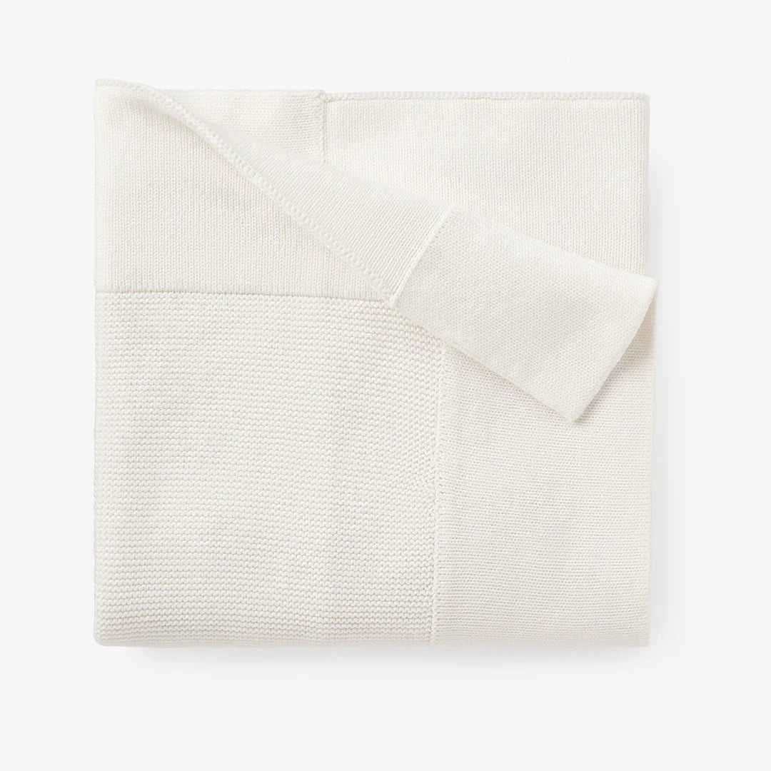 Sofia + Finn Garter Knit Baby Blanket | White