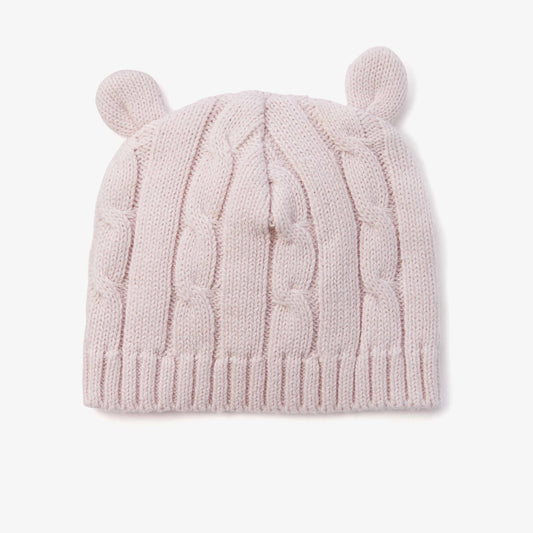 Cable Knit Hat With Ears | Pink