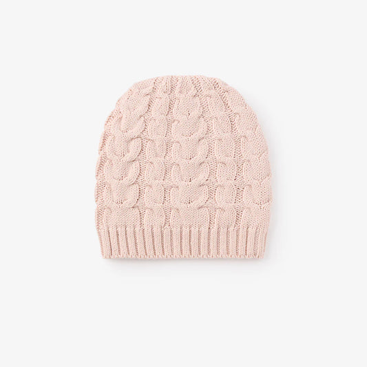 Horseshoe Cable Knit Hat | Pale Pink