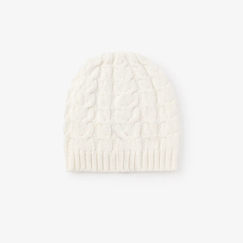 Horseshoe Cable Knit Hat | Whisper White