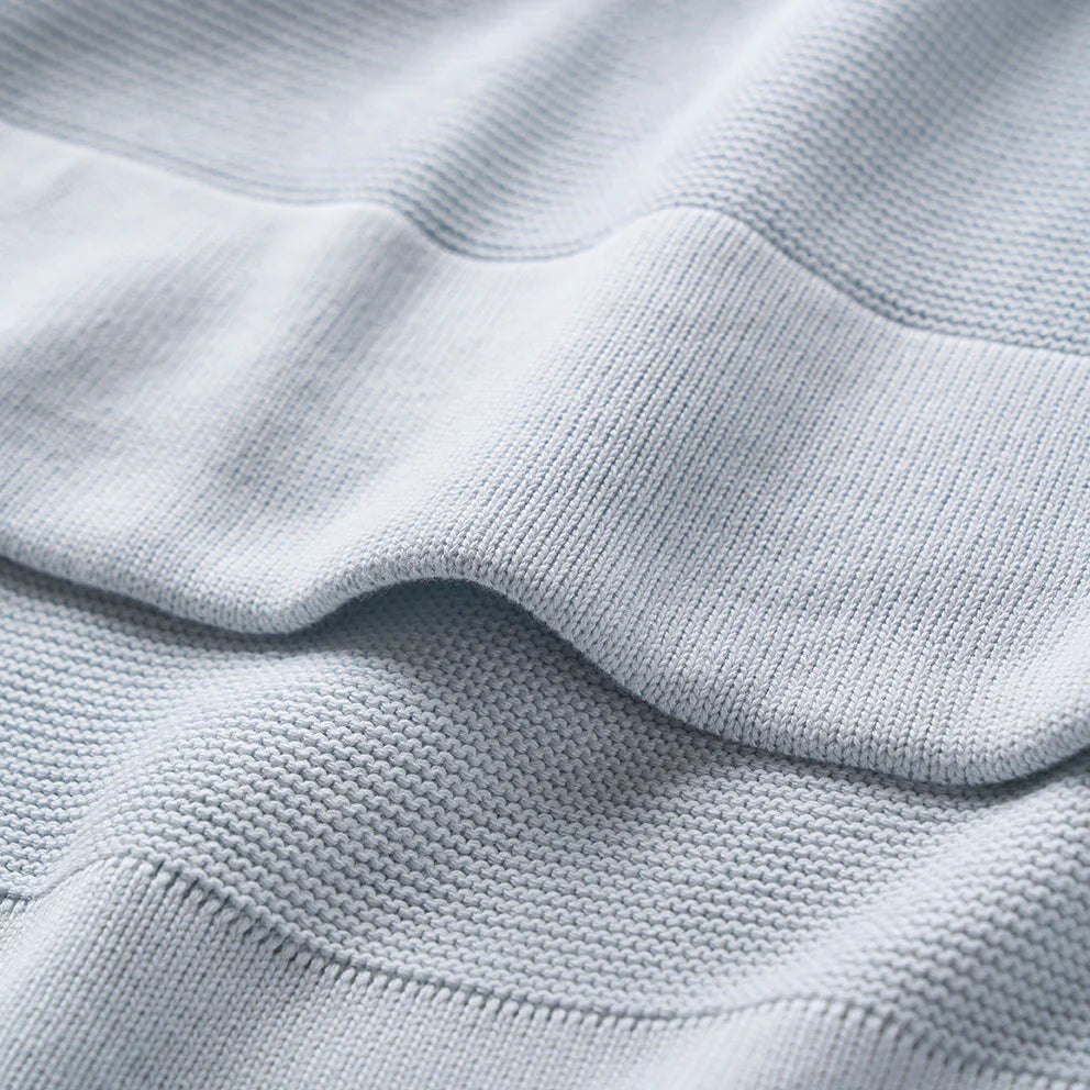 Sofia + Finn Garter Knit Baby Blanket | Pale Blue