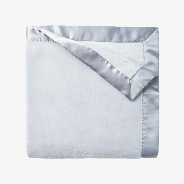 Satin Trim Flannel Fleece Blanket | Blue