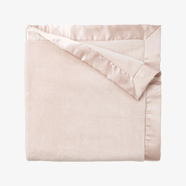 Satin Trim Flannel Fleece Blanket | Pink