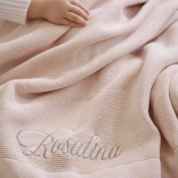 Sofia + Finn Garter Knit Baby Blanket | Pale Pink