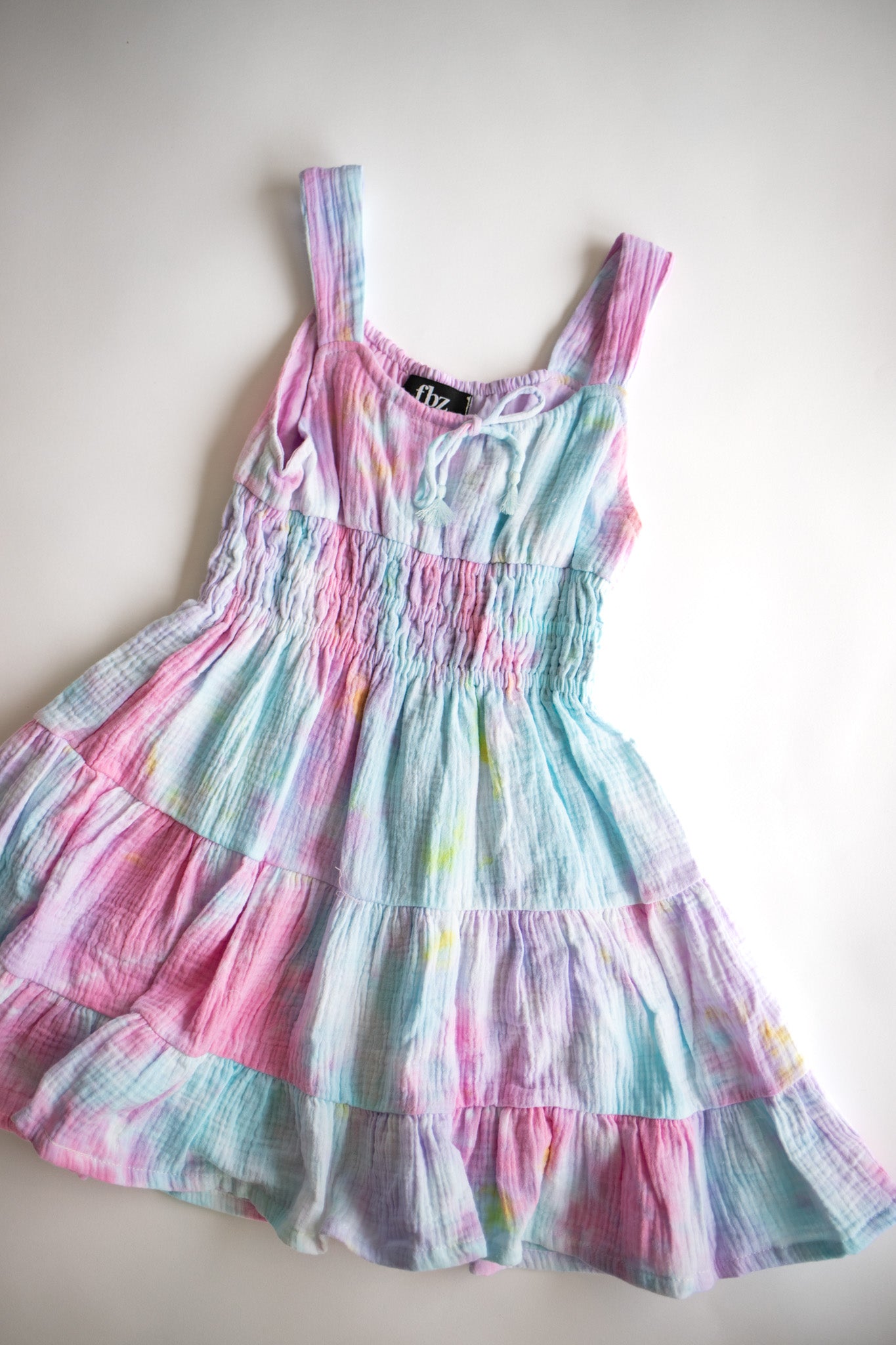 Pastel Tie Dye Tiered Dress