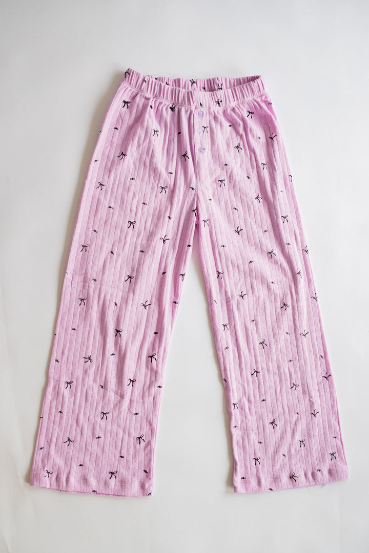 Pointelle Pant | Pink Rosebuds + Bows