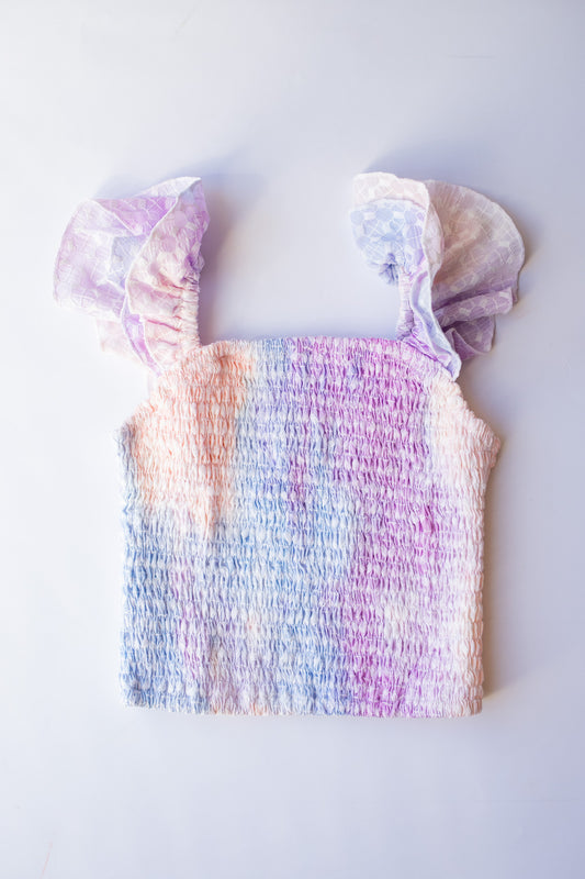 Embroidered Smocked Top | Spring Tie Dye