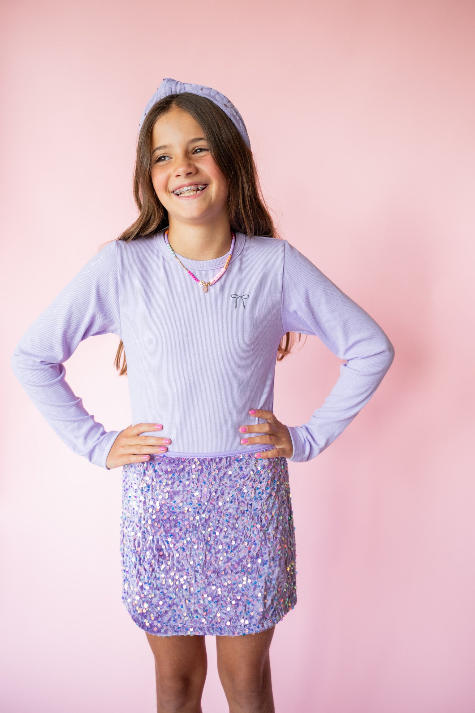 Velvet Sequin Skirt | Purple