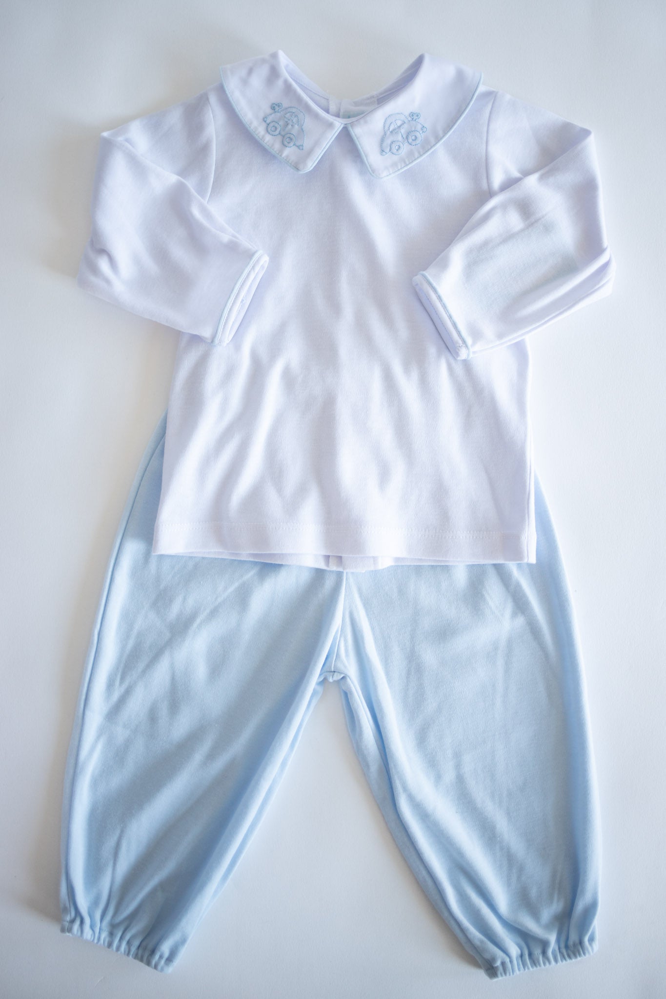 Collared Knit Long Sleeve + Pant Set | Blue Car