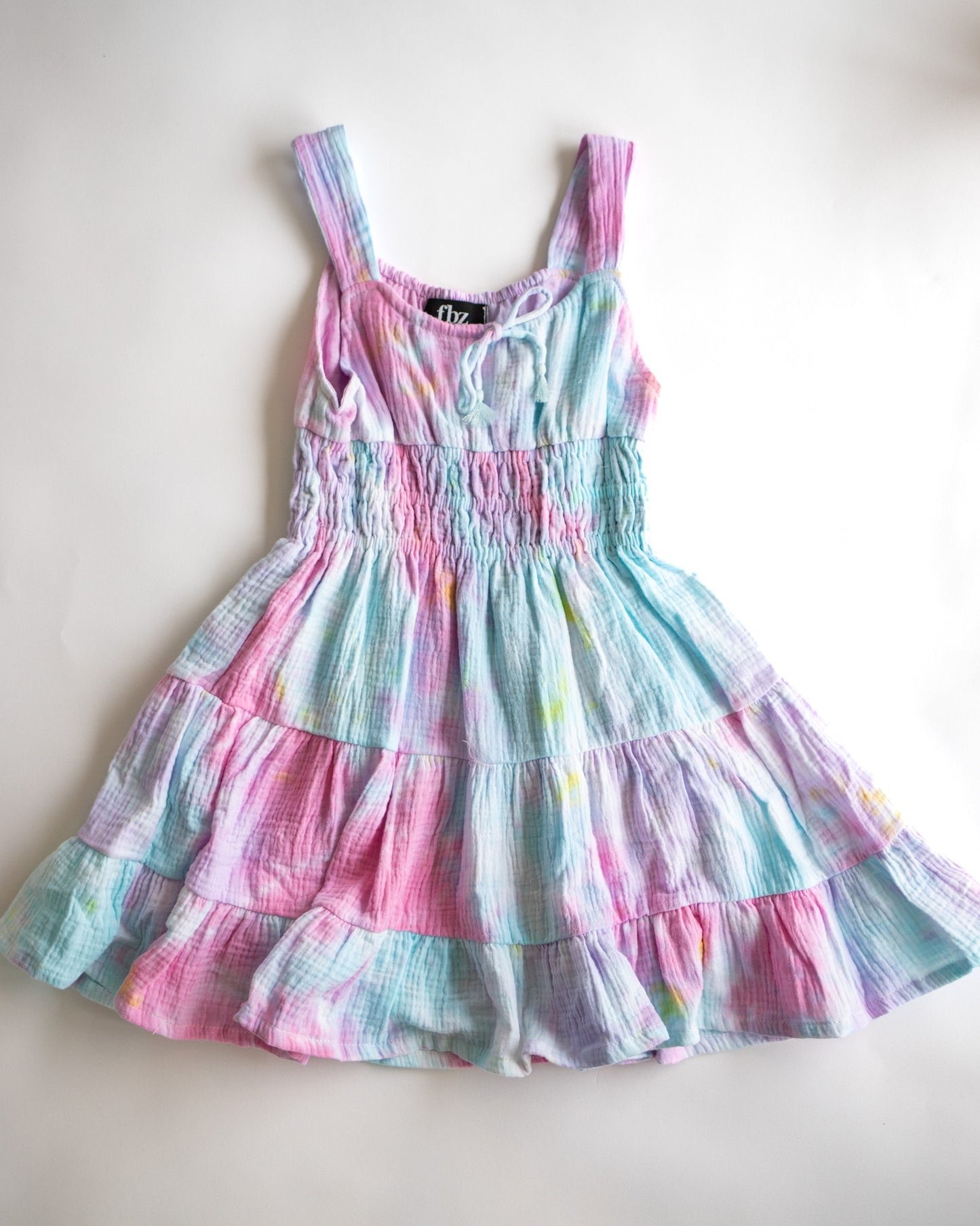 Pastel Tie Dye Tiered Dress