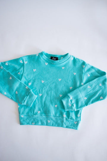 Neon Blue with White Hearts Sweatshirt