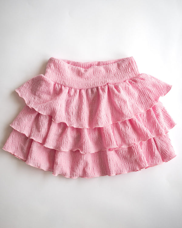 Crinkle Tiered Skirt | Pink