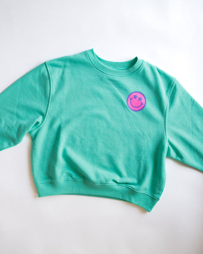 XOXO by Magpies Anything is Possible Smiley Sweatshirt | Aqua