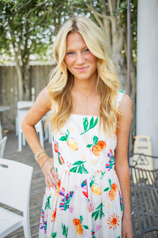 The Rio Midi Dress | Cream Multi