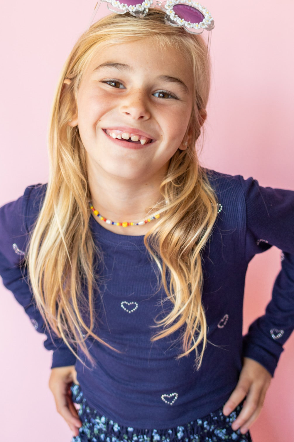 Heart Stud Long Sleeve | Navy