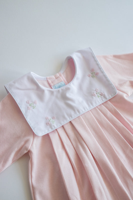 Bib Collar Knit Longall, Pink Flowers