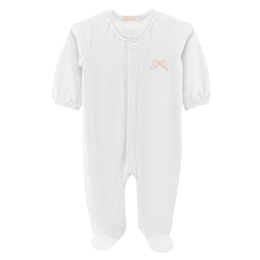 White Footie w/ Lace Trim | Pretty Bows
