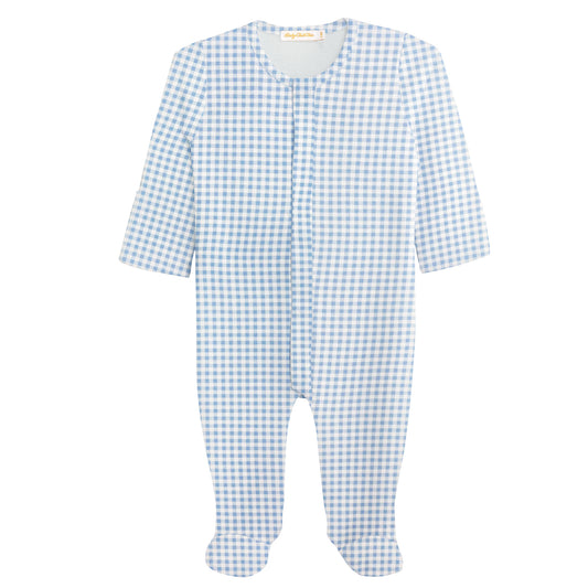 Printed Footie | Blue Mini Checks