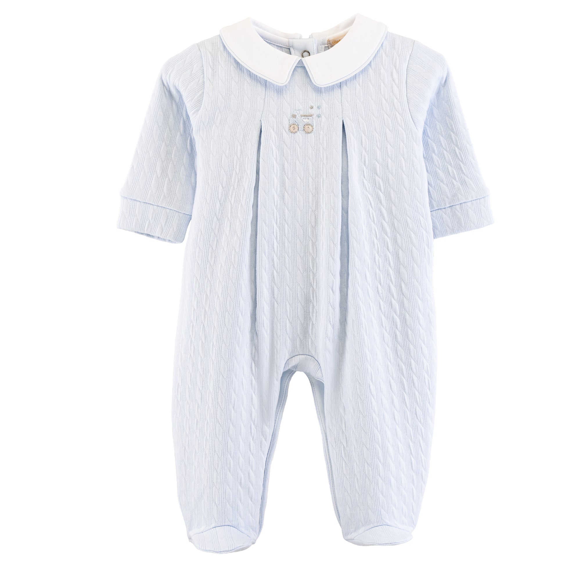 Little Train Pima Jacquard Footie w Point Collar