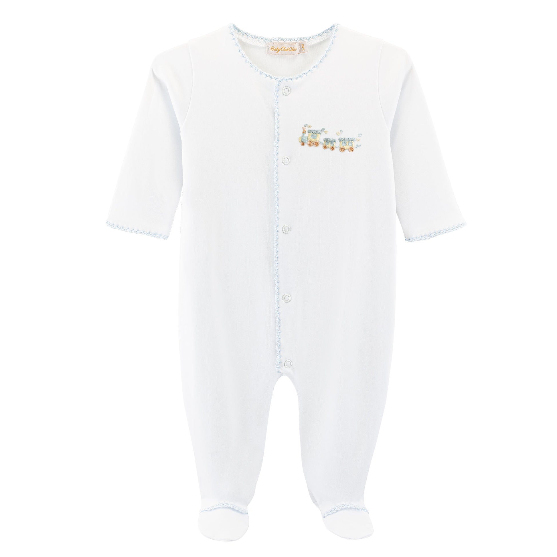 Footie w/ Crochet Trim | Little Train