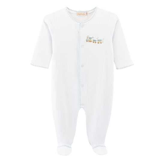 Collared Footie w/ Embroidery | Baby Train