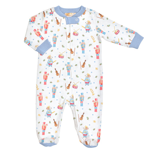 Blue Nutcracker Printed Zipped Footie