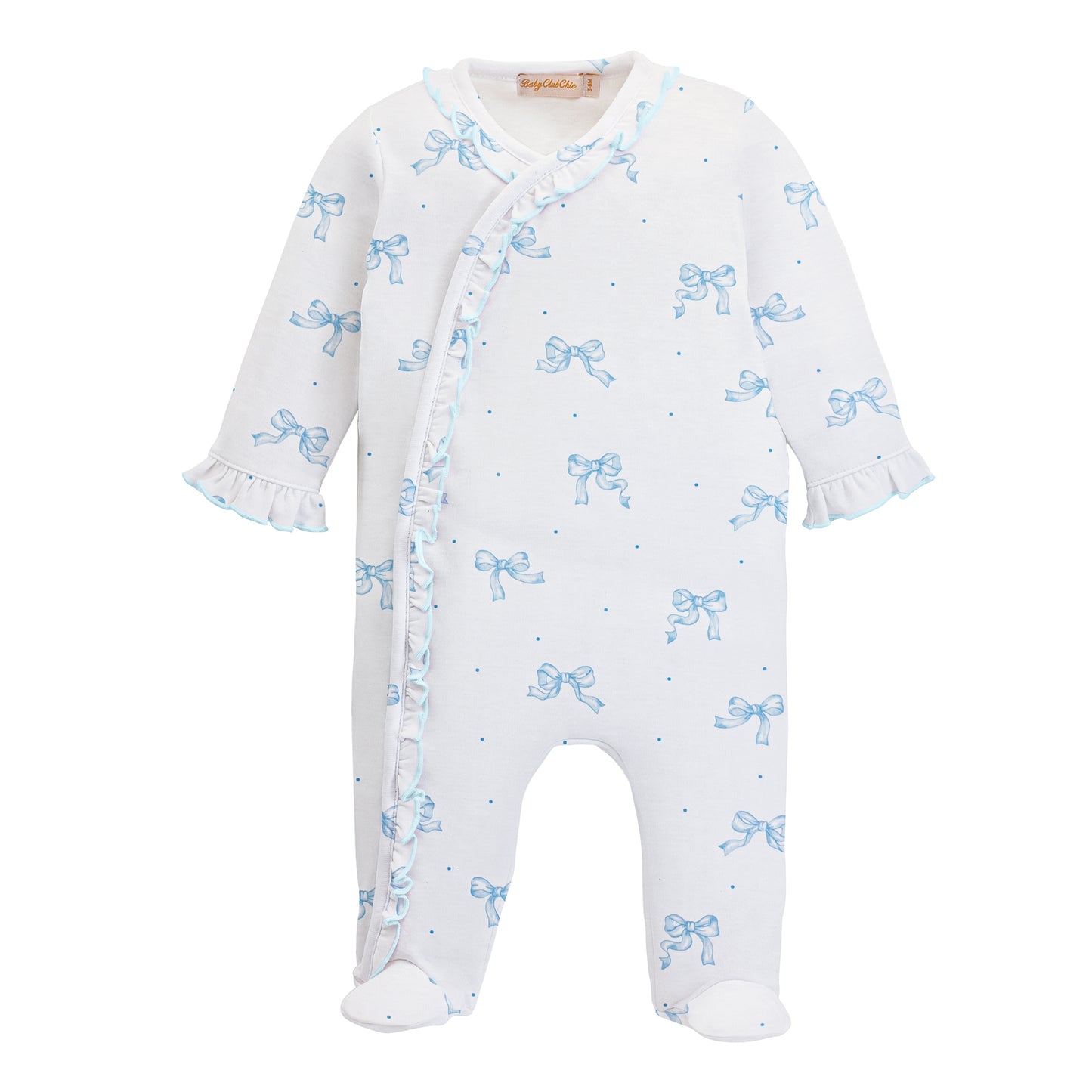 Printed Ruffle Footie | Pretty Bows | Blue