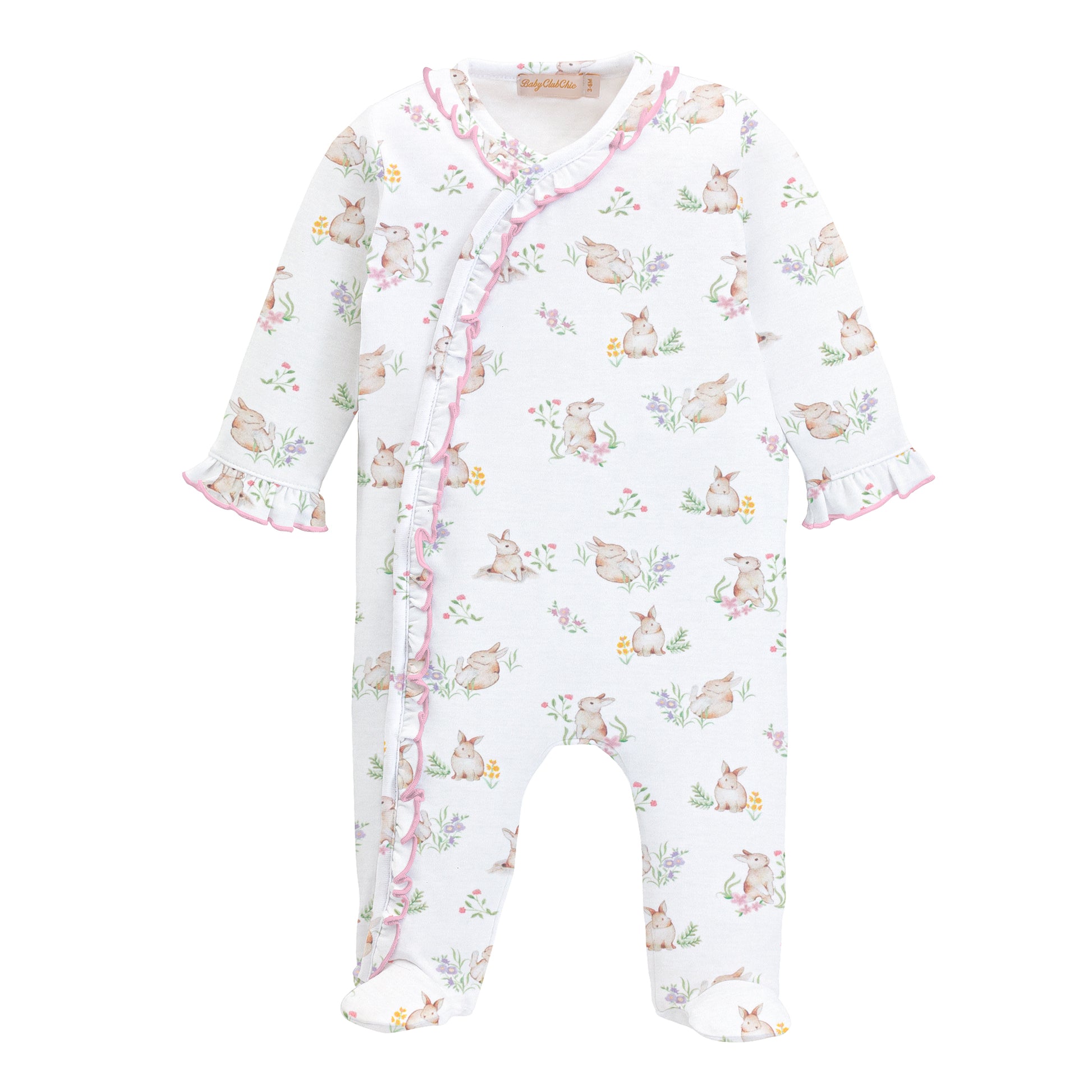 little hops - girls footie w/ ruffles