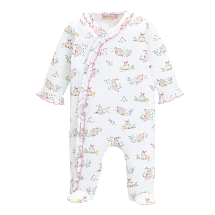 little hops - girls footie w/ ruffles