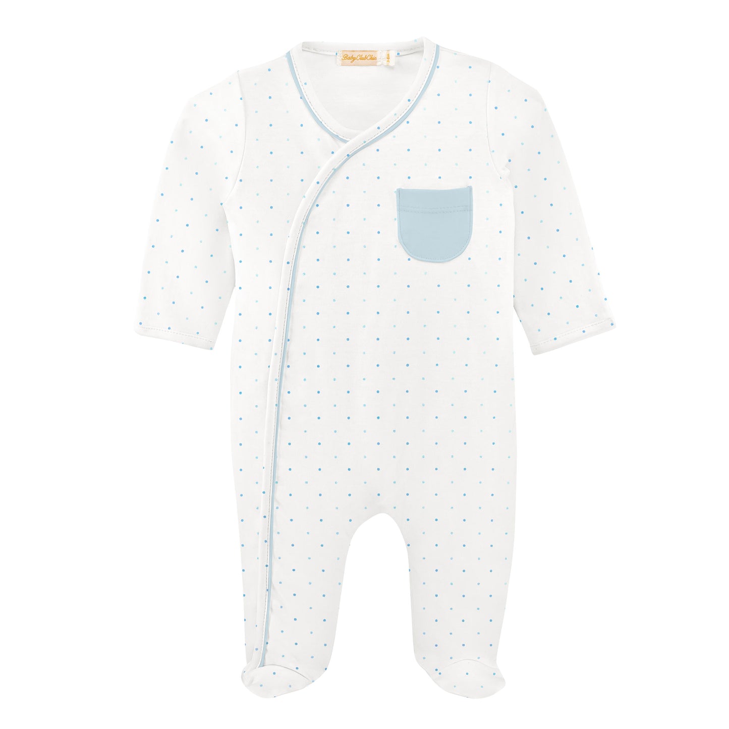 Printed Crossed Footie | Blue Dots