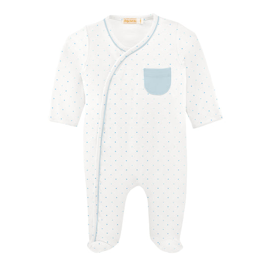 Printed Crossed Footie | Blue Dots