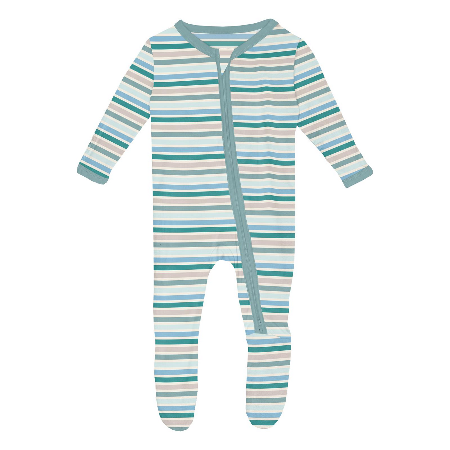 Print 2 Way Zipper Footie | Lakeside Stripe