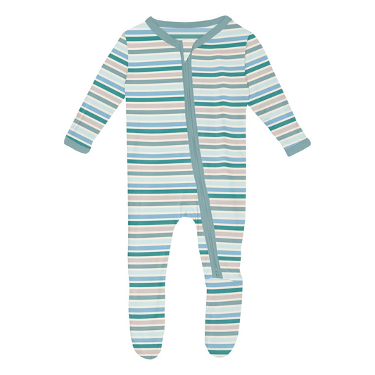 Print 2 Way Zipper Footie | Lakeside Stripe