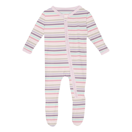 Print 2 Way Zipper Footie | Ice Cream Stripe