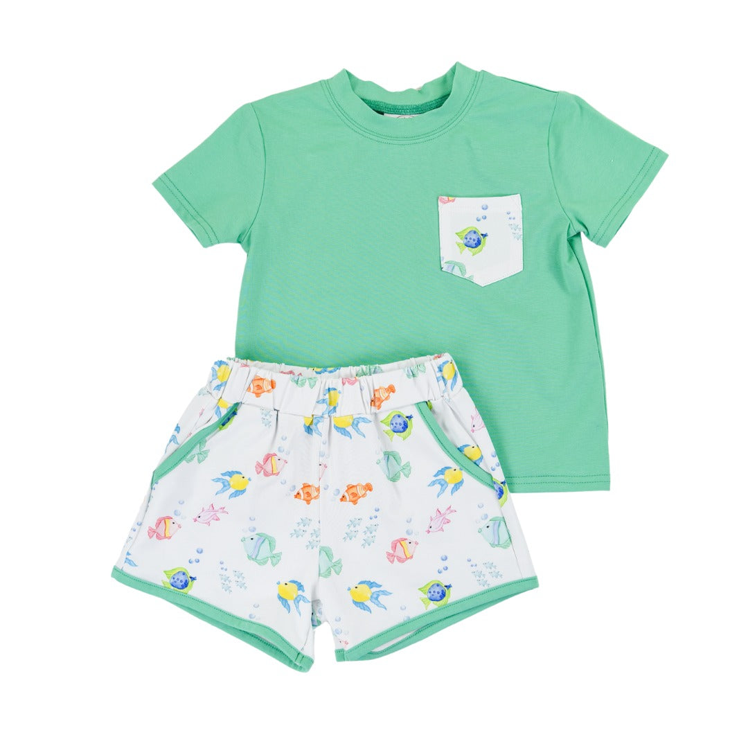 Fish Frenzy Boys Play Pocket Short Set