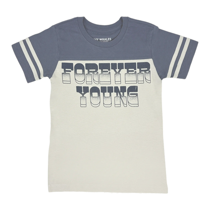 Forever Young Football Tee | Natural/Navy