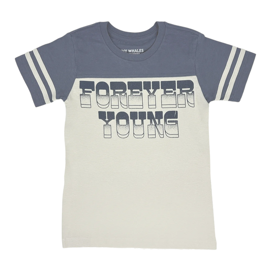 Forever Young Football Tee | Natural/Navy