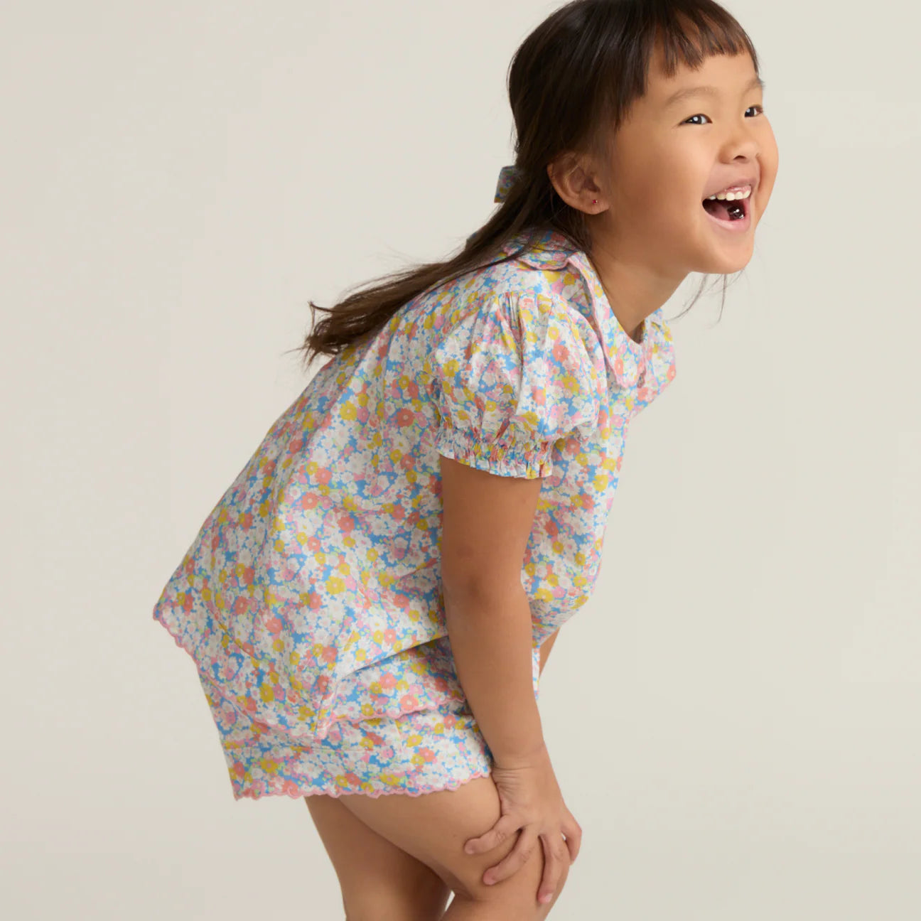 girls jasmine blossom puff sleeve short set