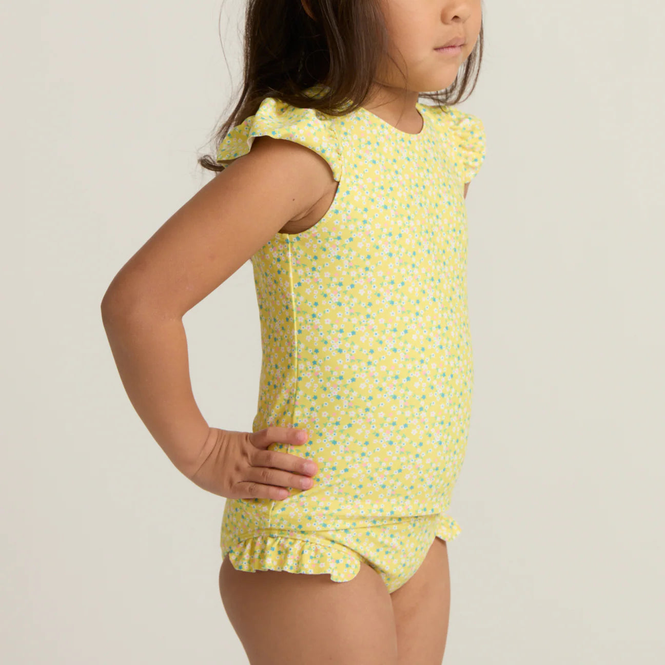 girls petite fleur cup sleeve rashguard set