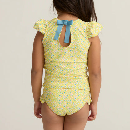 girls petite fleur cup sleeve rashguard set