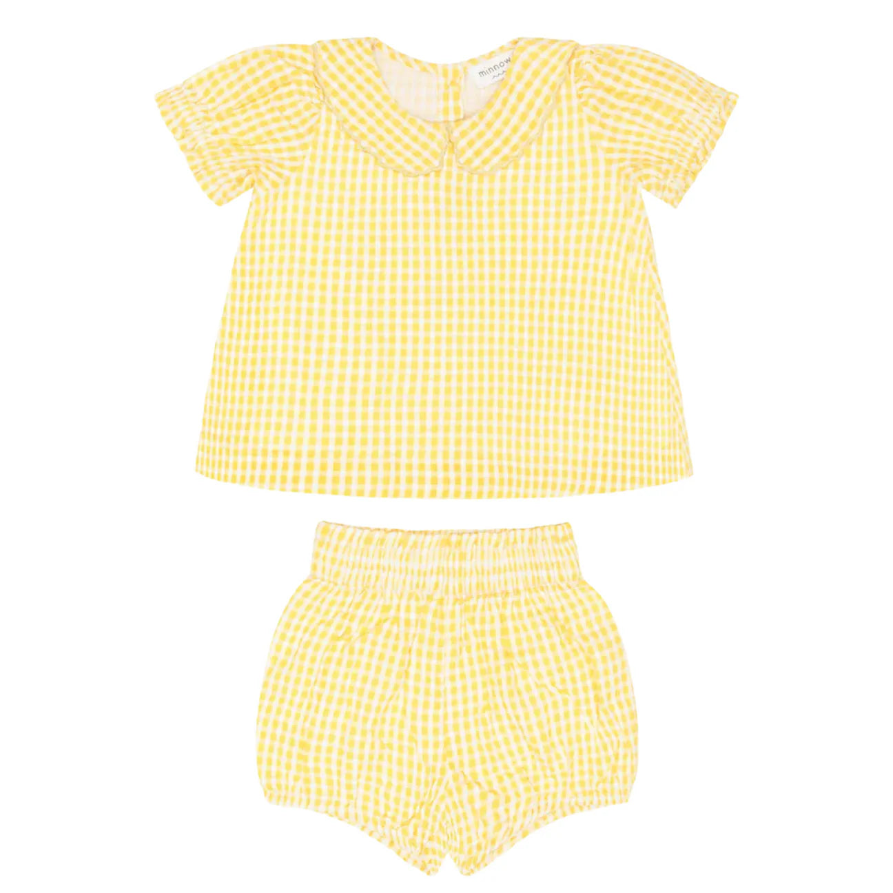 baby girls soleil gingham ruffle sleeve top and bloomer set