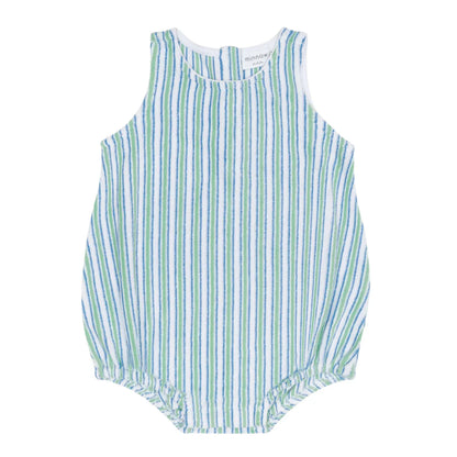 baby tamarin stripe french terry bubble romper