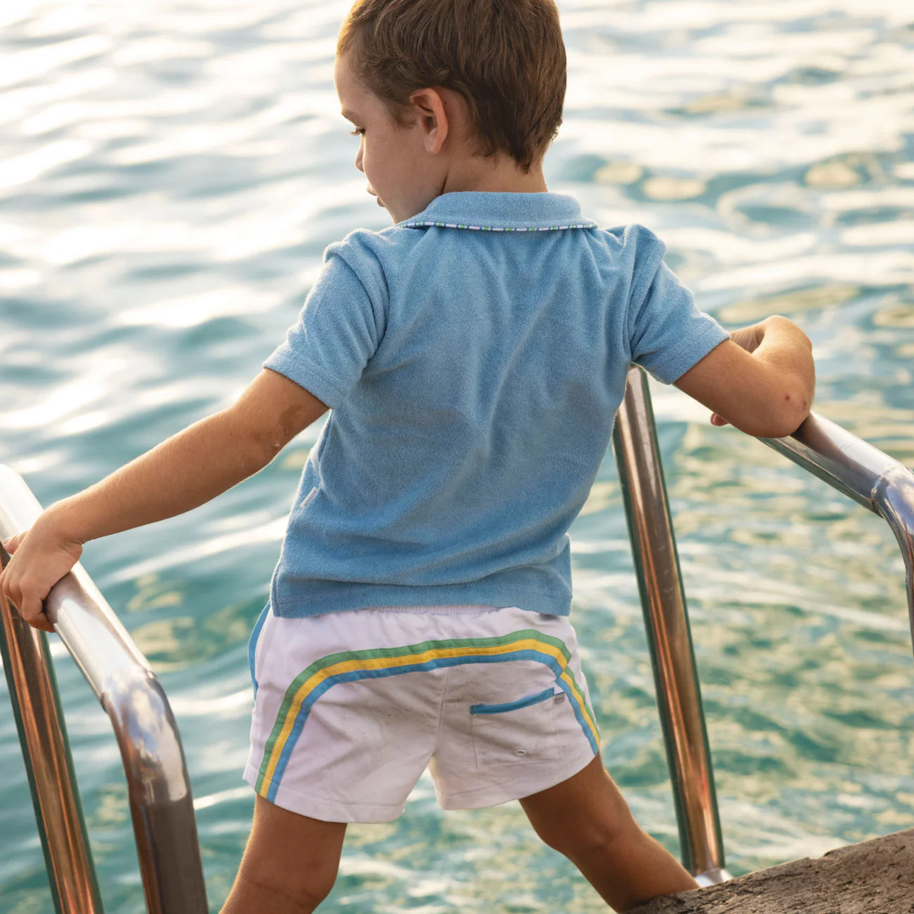 boys le marin blue french terry polo