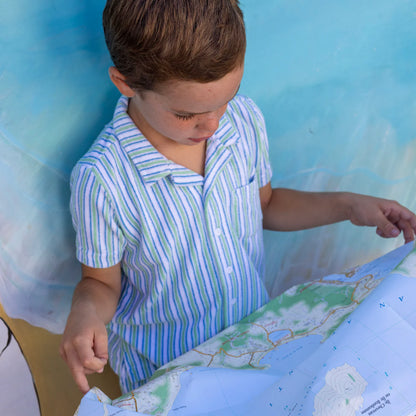 boys tamarin stripe french terry button up