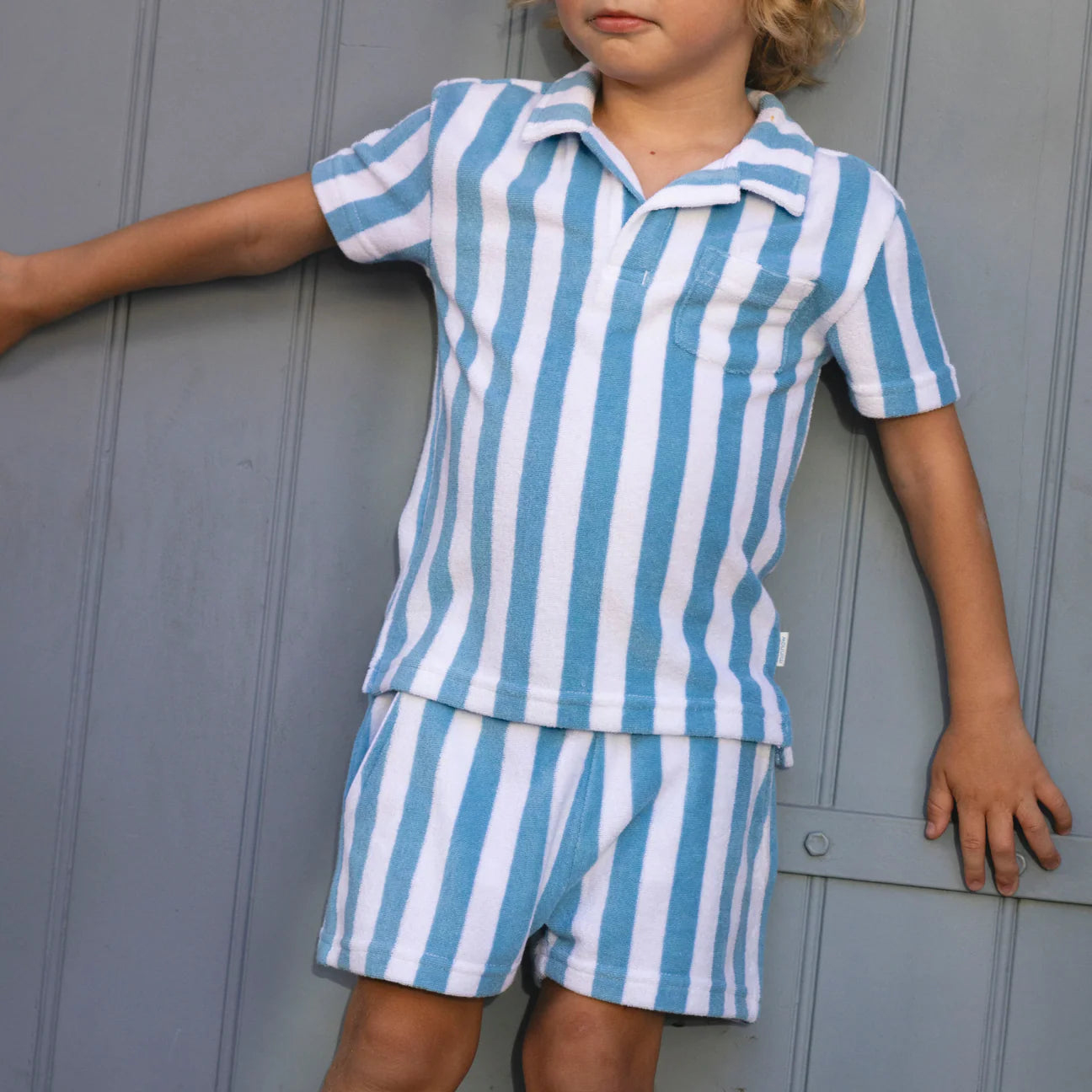 boys bay stripe french terry polo