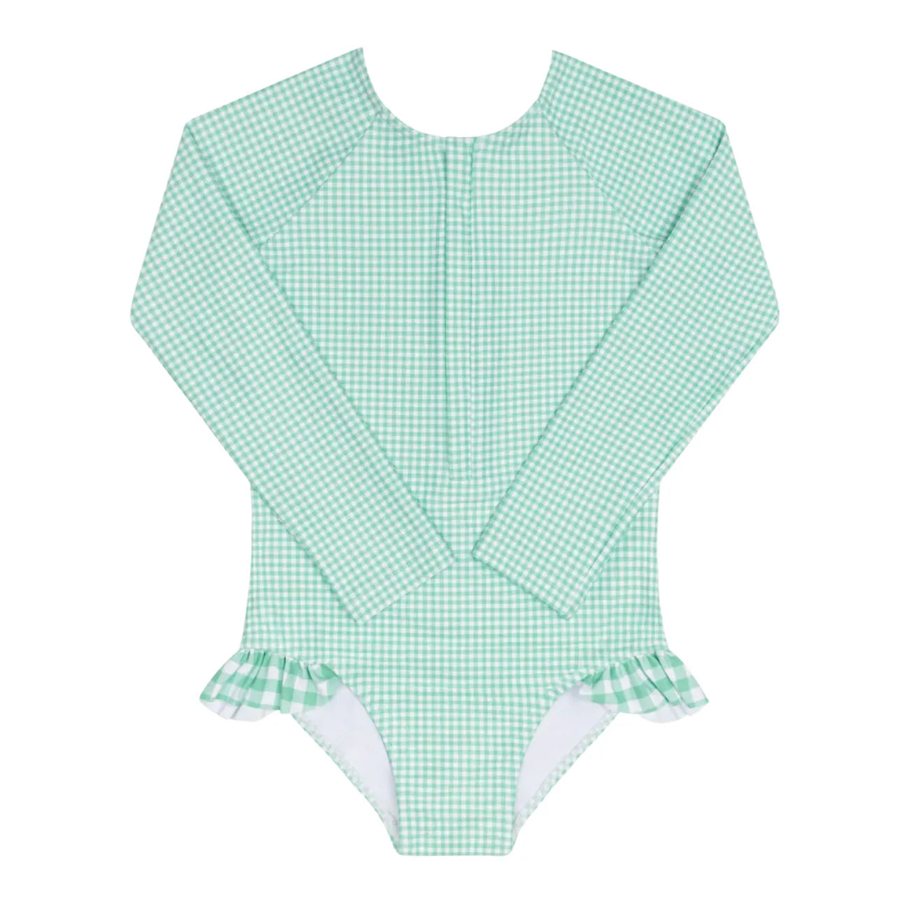 girls gustavia gingham front zip rashguard one piece