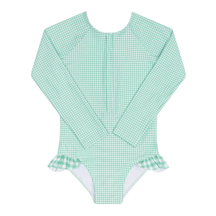 girls gustavia gingham front zip rashguard one piece