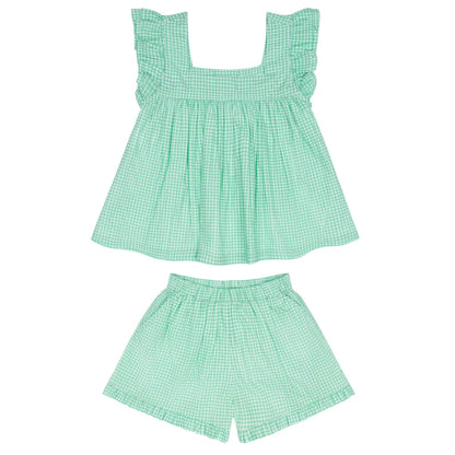 girls gustavia gingham ruffle top and short set